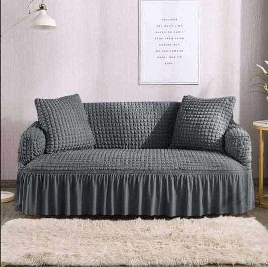Fluffy Bubble Fabric Sofa Cover - Silver grey