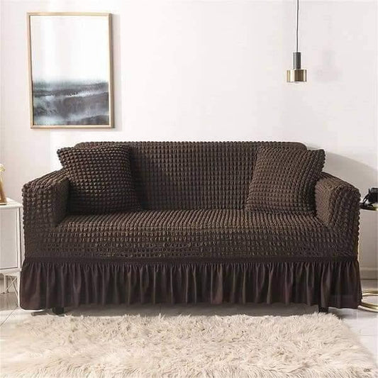 Fluffy Bubble Fabric Sofa Cover - Brown
