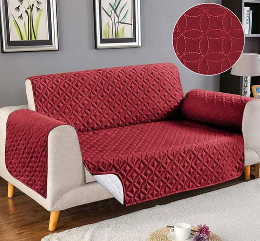 ULTRASONIC QUILTED SOFA COVER - Mehroon