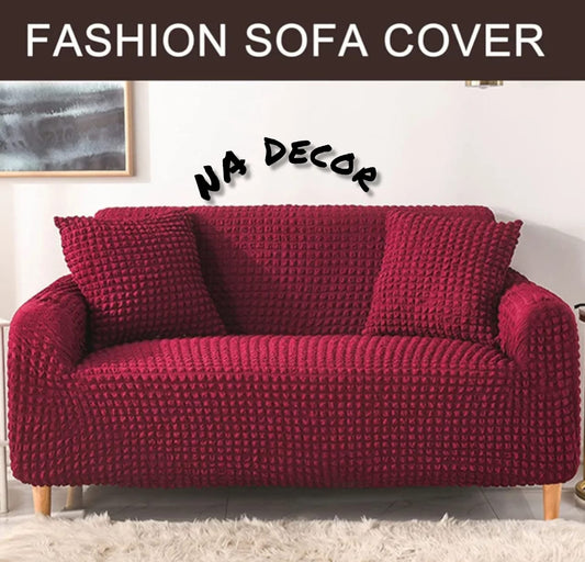 Stretchable Fitted Bubble Sofa Cover - Mehroon