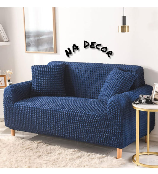 Stretchable Fitted Bubble Sofa Cover - Blue