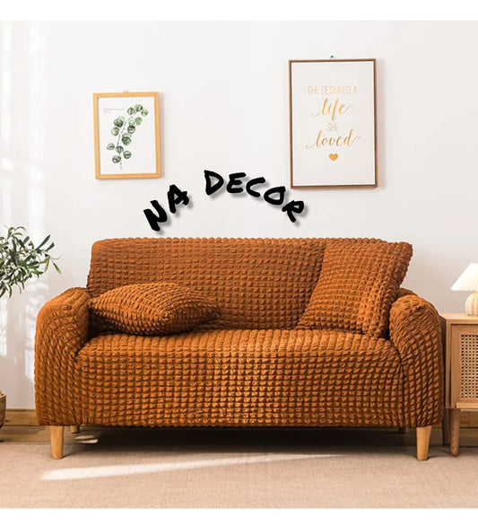 Stretchable Fitted Bubble Sofa Cover - Copper