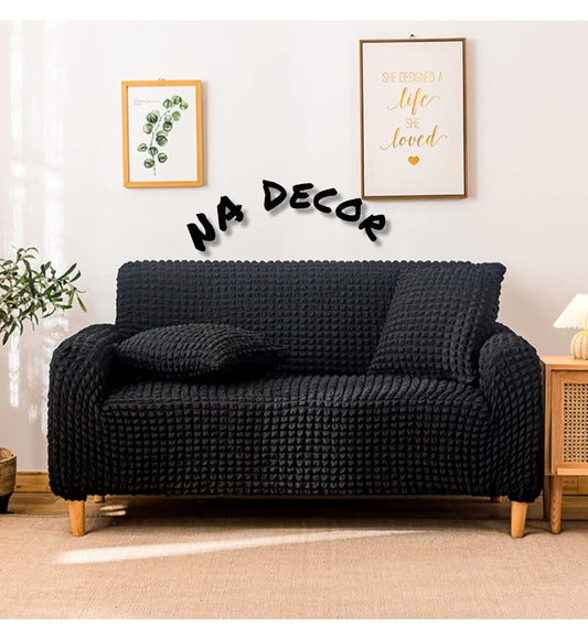 Stretchable Fitted Bubble Sofa Cover - Black