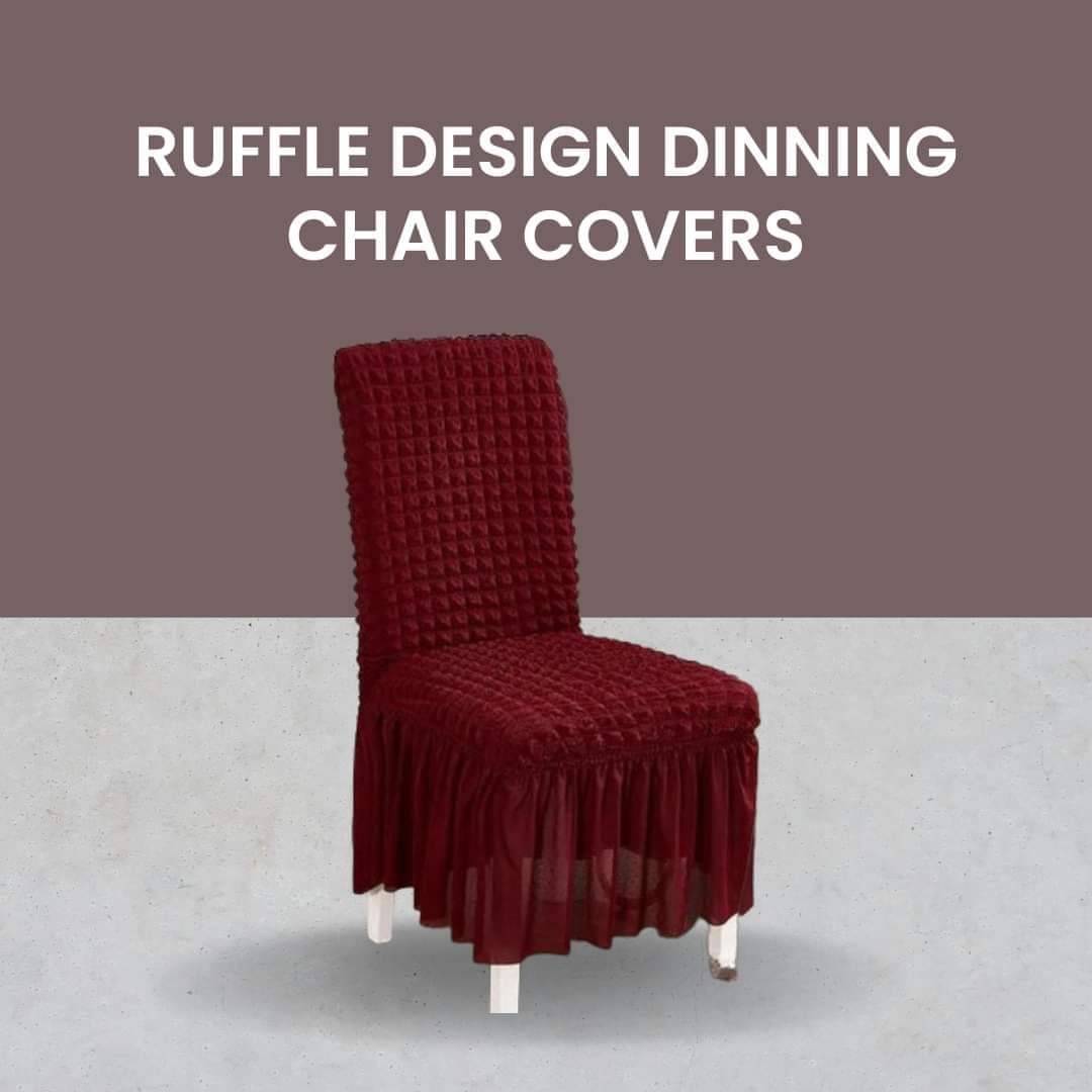 Pack of 6 Bubble Jersey Fabric Dining Chair Covers- Standard Size Easy and simple to use